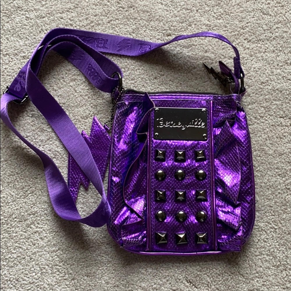Betsey Johnson purple studded crossbody bag